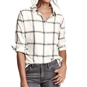 White & Black Checked Button-up